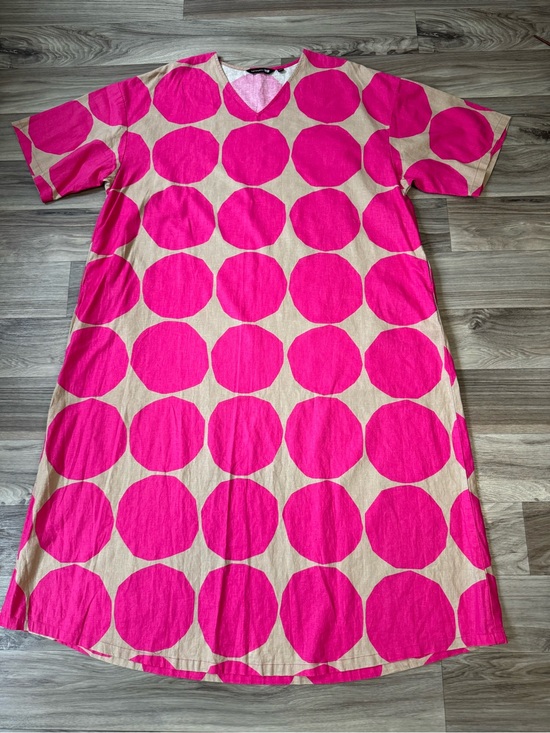 Marimekko Dresses & Skirts - Uniqlo x Marimekko Linen Bled Kaftan Dress Polka Dot Size Medium Artsy Lagenlook
